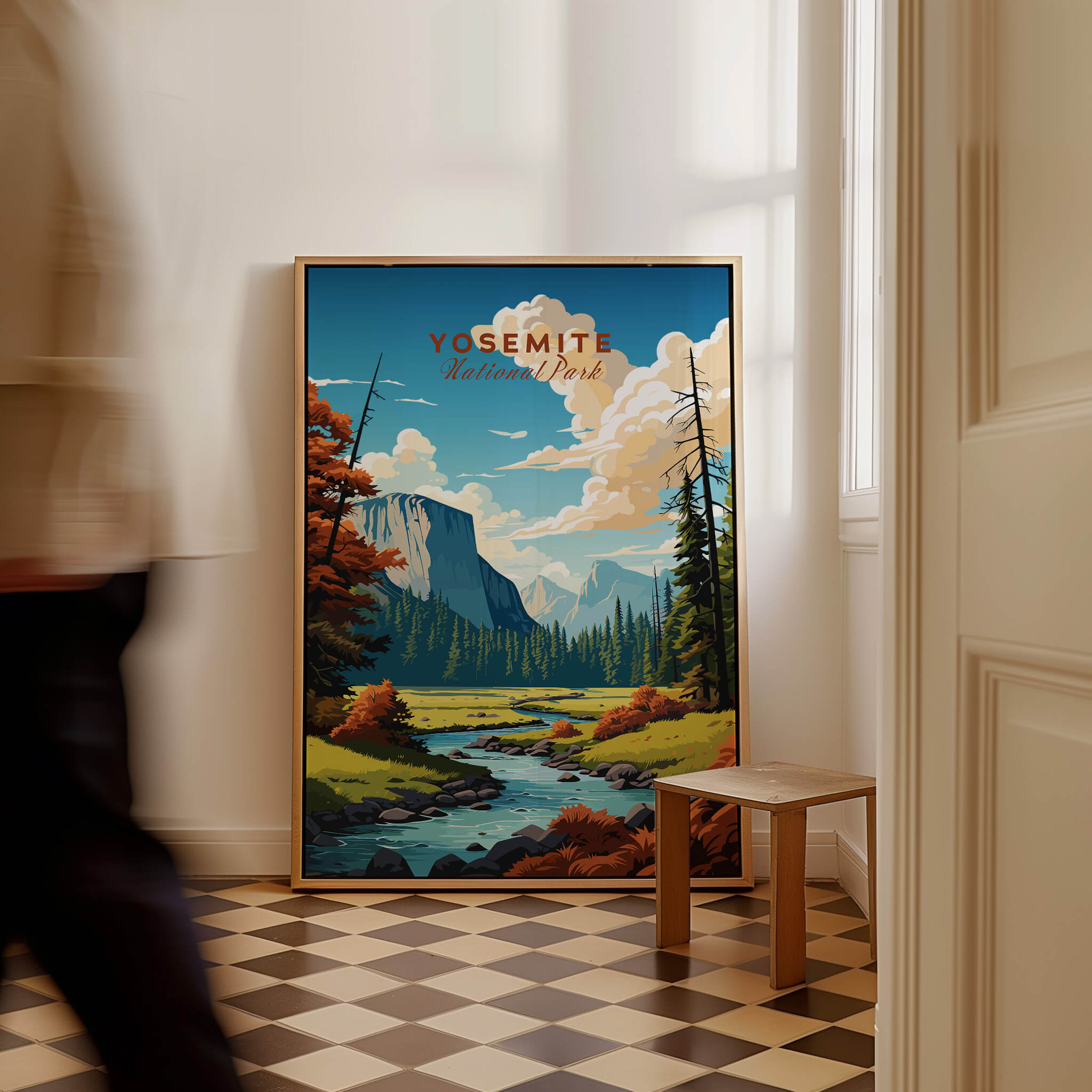 Yosemite Poster | National Park beautifully framed, showcasing scenic beauty and tranquility of Yosemite.