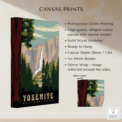 Yosemite National Park Print showcasing beautiful landscapes with professional giclée printing on cotton canvas.