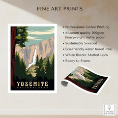 Yosemite National Park Print showcasing Giclée printing, vivid colors, and a nature-inspired design perfect for home decor.