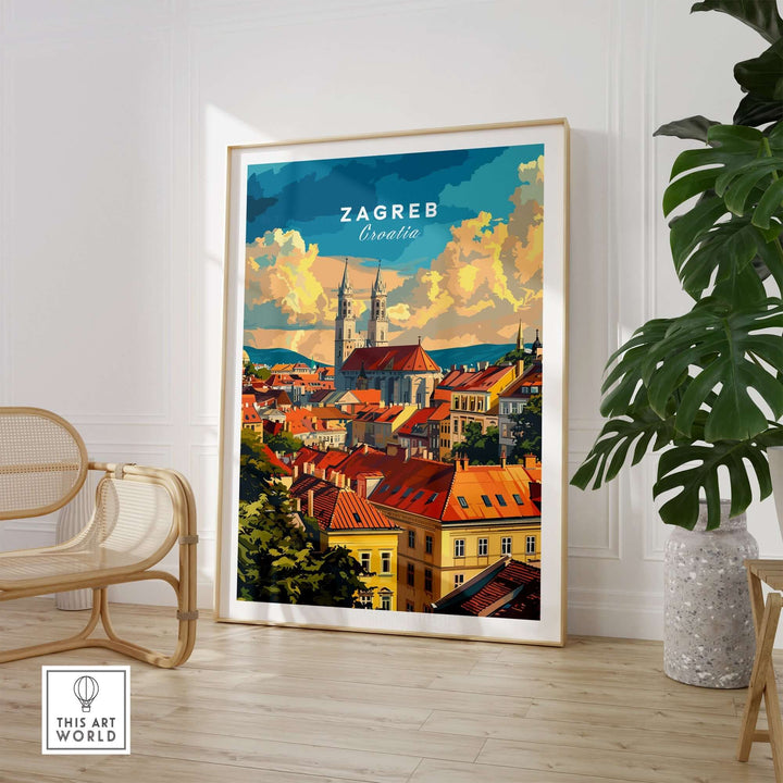 Zagreb wall art print showcasing vibrant cityscape and culture of Croatia, perfect for travel enthusiasts and home decor.