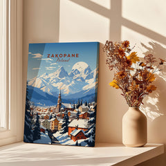 Zakopane Print featuring a vibrant landscape of Zakopane, Poland, with mountains and a charming town amidst natural beauty.