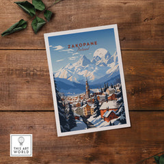 Zakopane Print featuring vibrant mountains and a quaint village, capturing the beauty of Poland's landscape and culture.