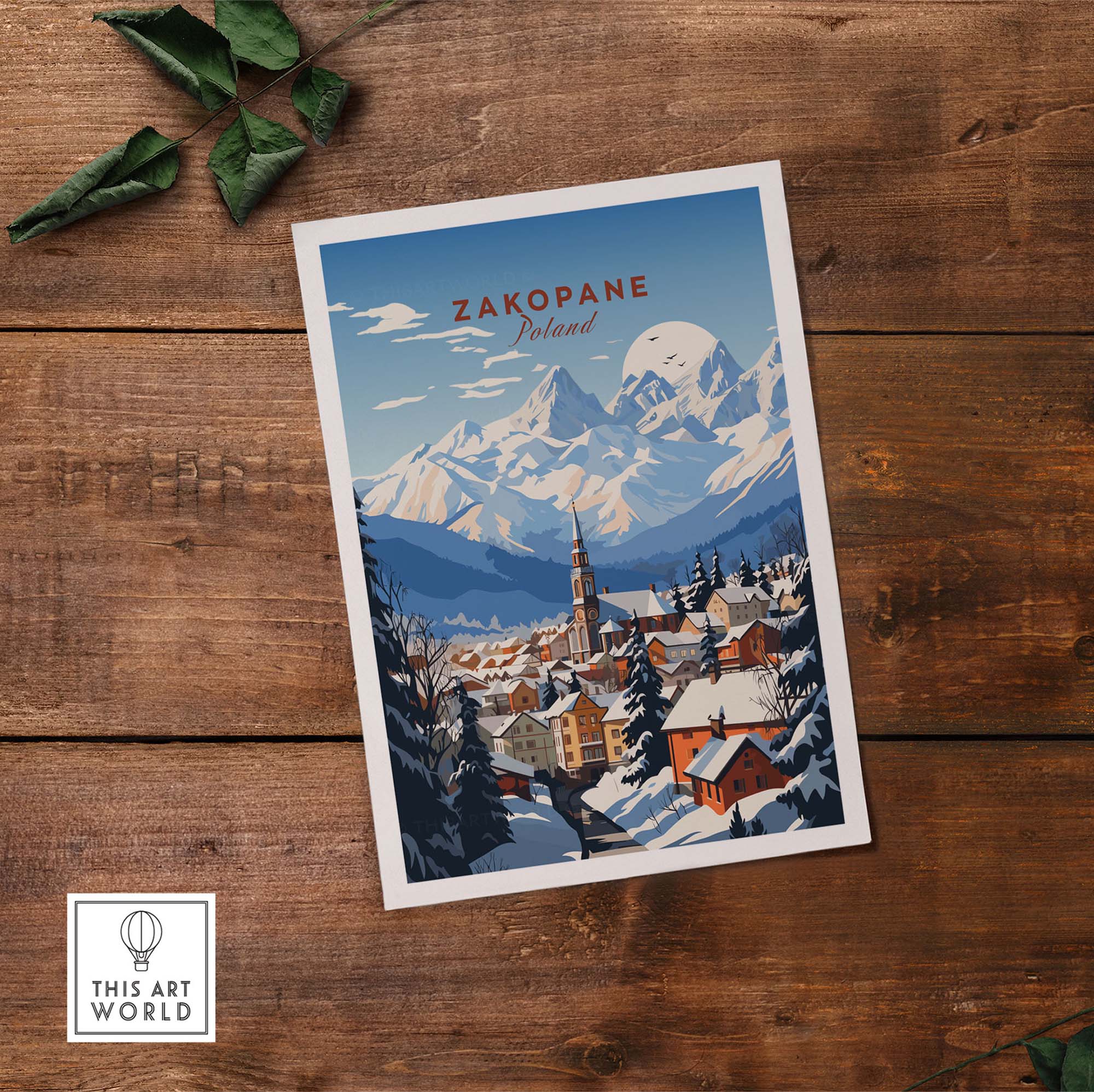 Zakopane Print featuring vibrant mountains and a quaint village, capturing the beauty of Poland's landscape and culture.