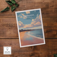 Aberdeen Beach Sunset Seascape Print | Colourful Coastal Wall Decor showcasing a serene seaside landscape and vibrant colors.