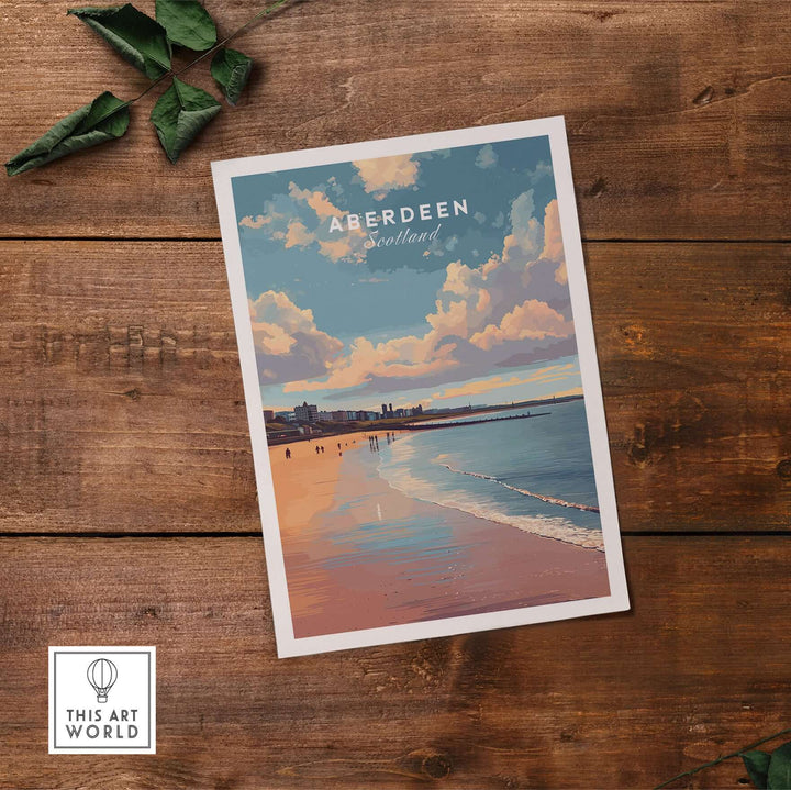 Aberdeen Beach Sunset Seascape Print | Colourful Coastal Wall Decor showcasing a serene coastal scene with vibrant colors.