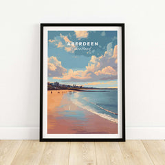 Aberdeen Beach Sunset Seascape Print | Colourful Coastal Wall Decor framed artwork showcasing vibrant coastal scenery.