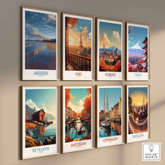 Aberdeen Scotland Beach Art Print | Coastal Travel Wall Decor showcased among other travel-themed art prints.