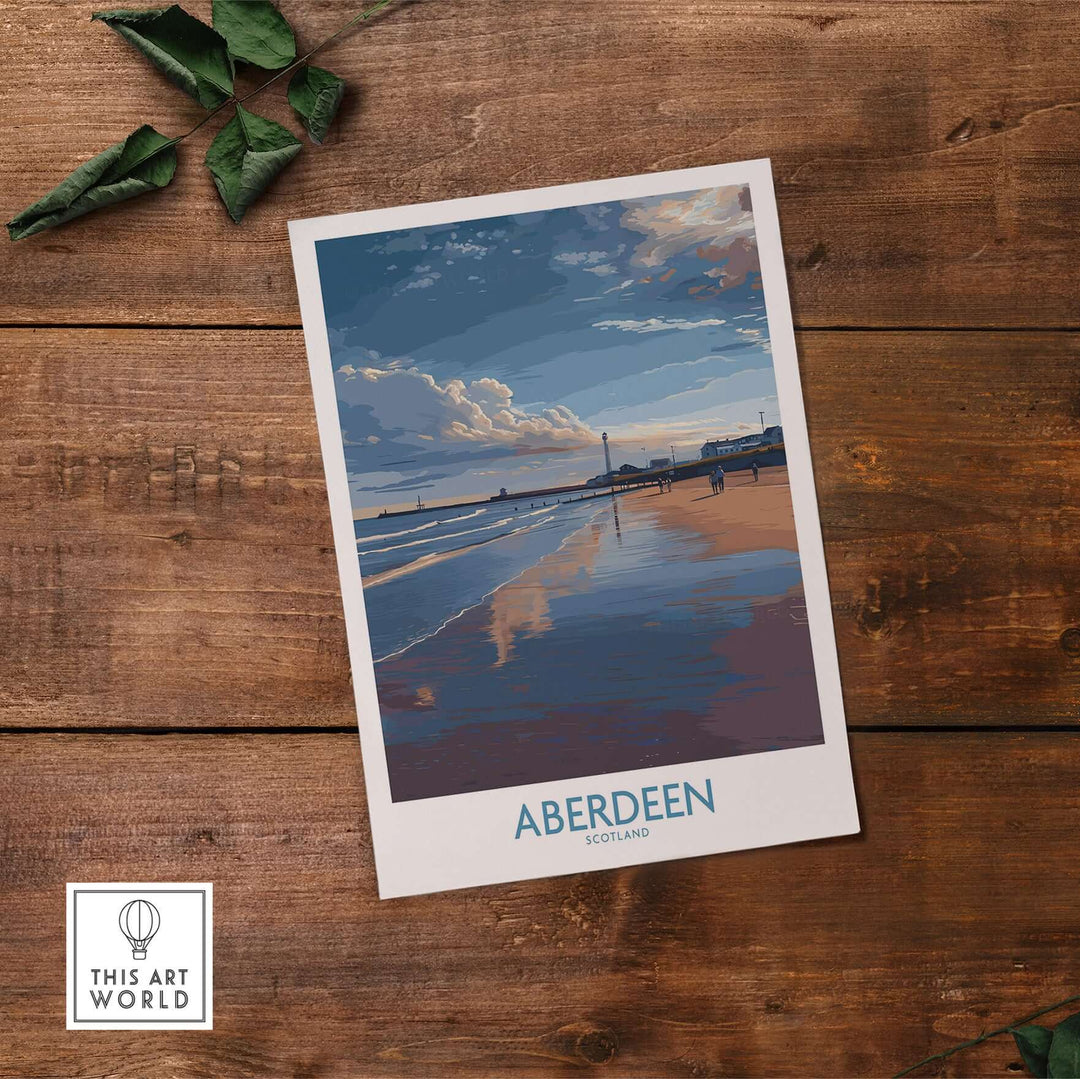 Aberdeen Scotland Beach Art Print | Coastal Travel Wall Decor featuring serene coastal landscape and calming colors.