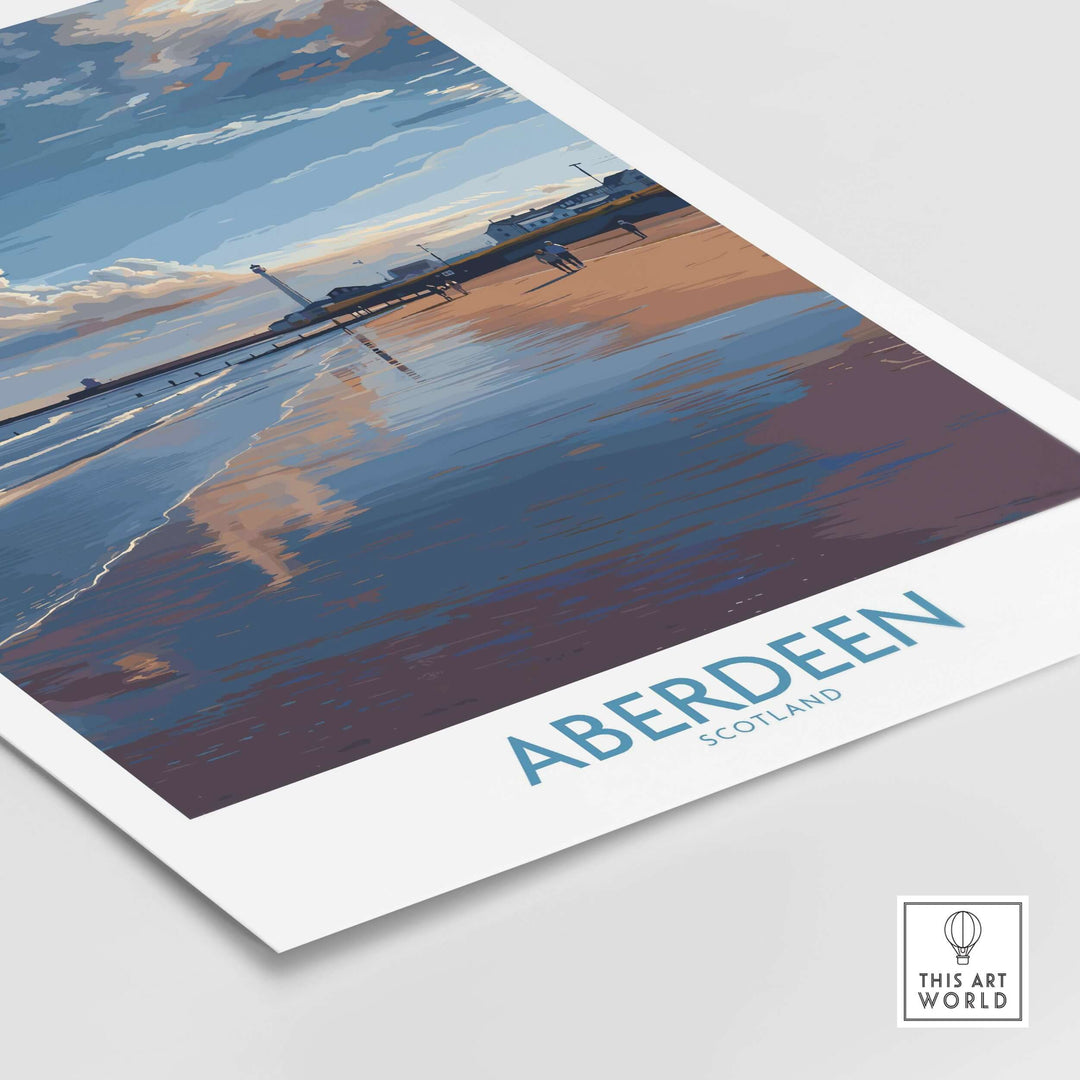 Aberdeen Scotland Beach Art Print | Coastal Travel Wall Decor featuring serene coastal landscape art.