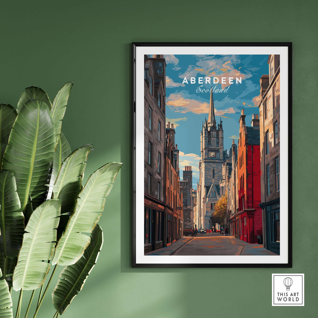 Aberdeen Poster | Scottish Cityscape Wall Art featuring the stunning architecture of Aberdeen, Scotland in a vibrant display.