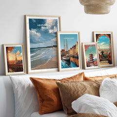 Aberdeen Seaview Beach Shoreline Print | Modern Scottish Travel Decor displayed in a stylish home setting.