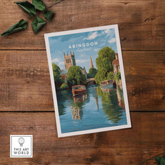 Abingdon England River Boats Art Print - Picturesque Town Poster featuring stunning riverside scenery.