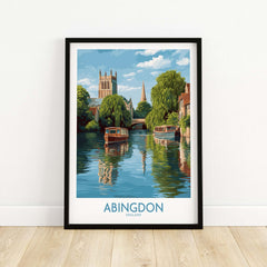 Abingdon Oxfordshire Landscape Wall Art - Historic British Scene featuring serene riverside view.