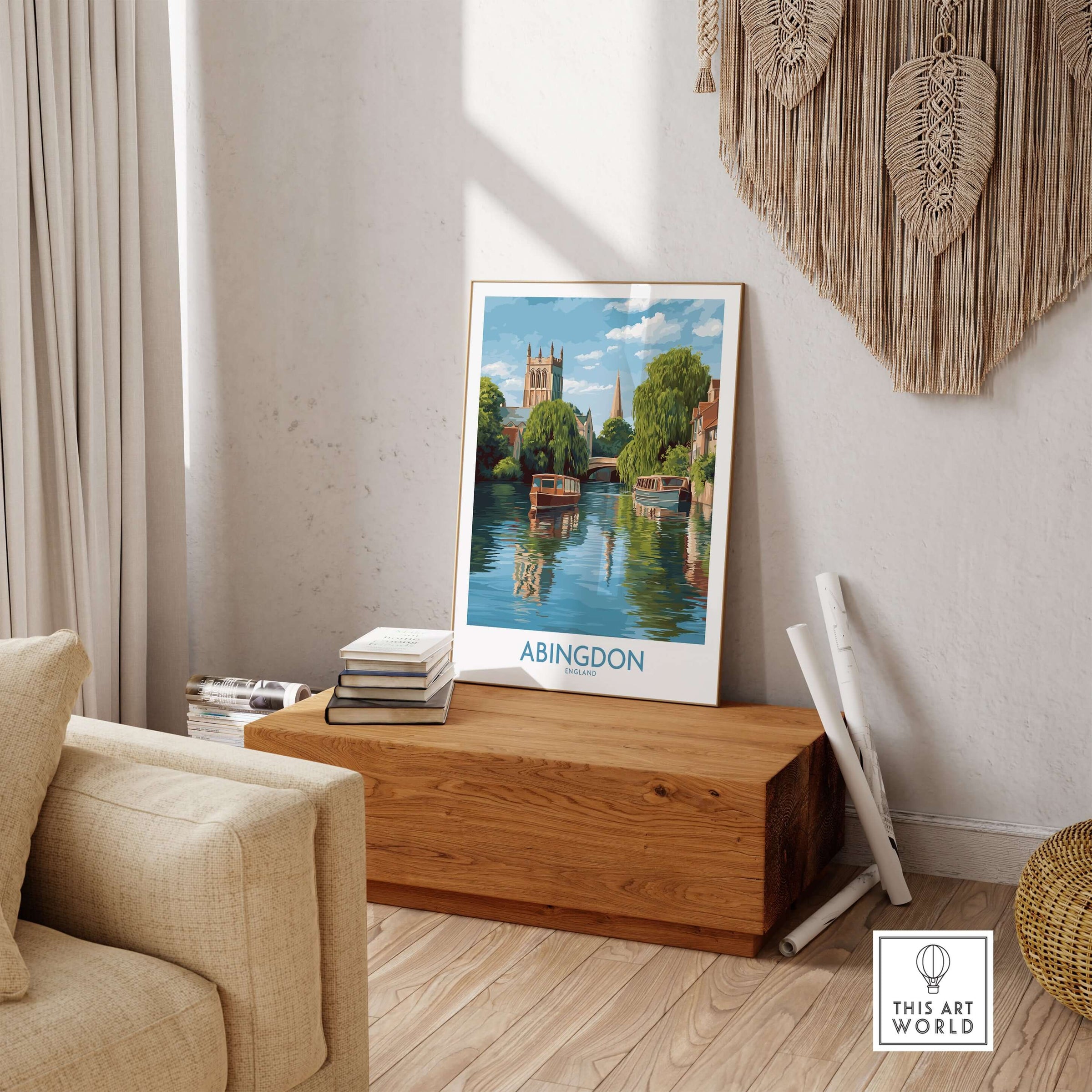 Abingdon Oxfordshire Landscape Wall Art - Historic British Scene displayed in a stylish living room.