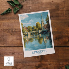 Abingdon Thames Valley Artwork - English Village Travel Poster showcasing scenic riverside view.