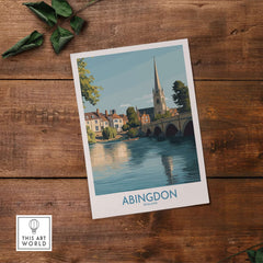 Abingdon UK Print - Picturesque Oxfordshire Townscape Art for Home Decor depicting Abingdon's riverside buildings.