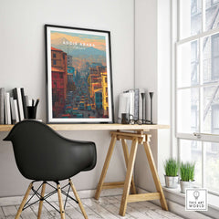 Addis Ababa Ethiopia City Street Poster - Vibrant Urban Wall Art displayed in a stylish home office setting.