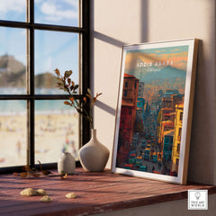 Addis Ababa Ethiopia City Street Poster - Vibrant Urban Wall Art displayed in a bright room with natural light.