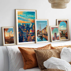 Addis Ababa Ethiopia Sunset Poster - African Cityscape Art Print displayed among various cityscape art prints.