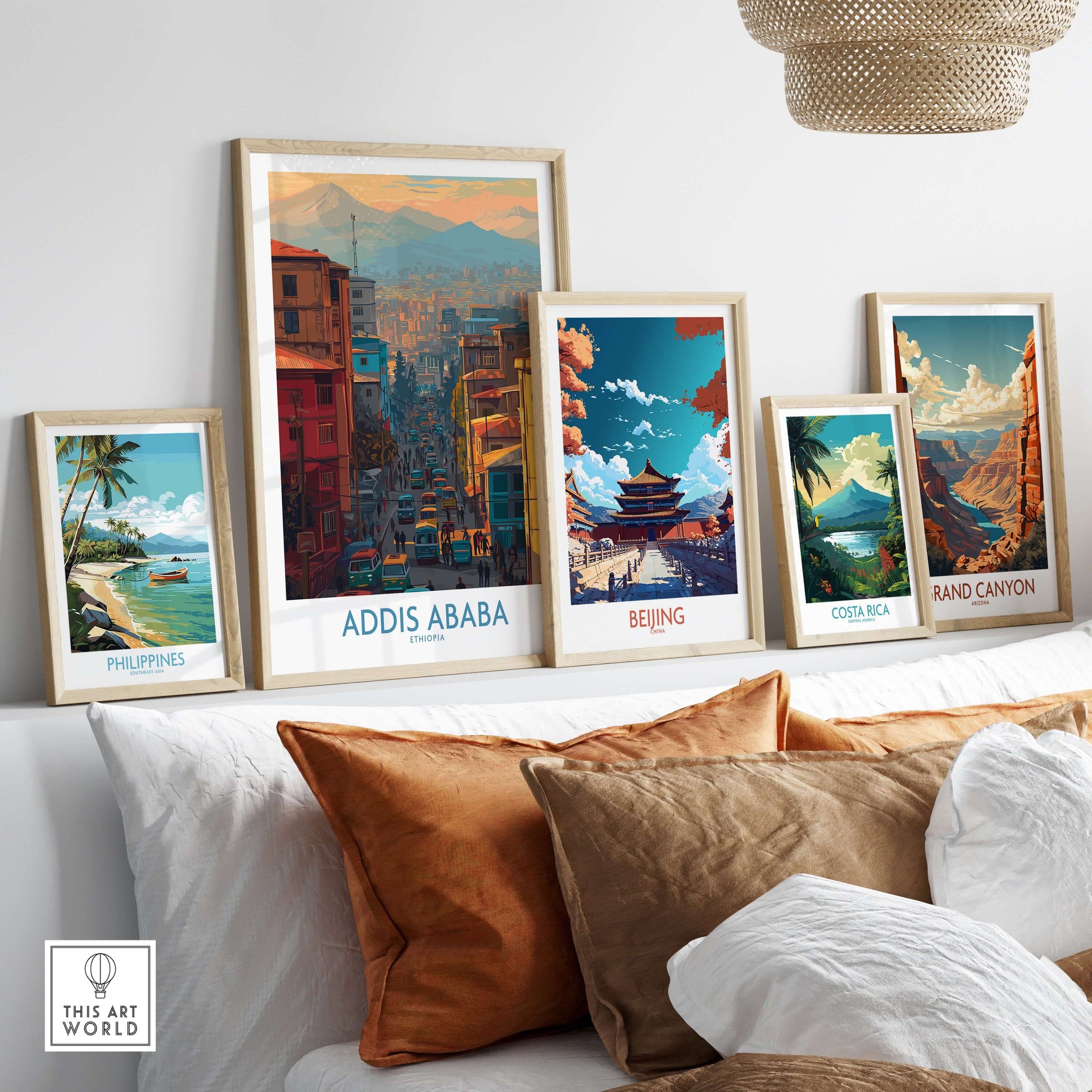 Addis Ababa Skyline Print - Ethiopian Capital Travel Artwork displayed among other travel artworks