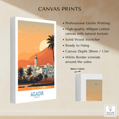 Agadir Morocco Print – Minimalist Palm Tree Wall Decor showcasing professional Giclée printing and ready-to-hang features.