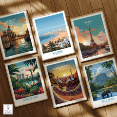 Agadir Morocco Print – Panoramic Beach and Palm Tree Wall Decor featured among various travel art prints.