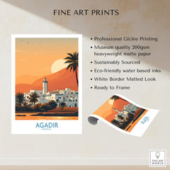 Agadir Morocco Print – Minimalist Palm Tree Wall Decor featuring Giclée printing on heavyweight matte paper.