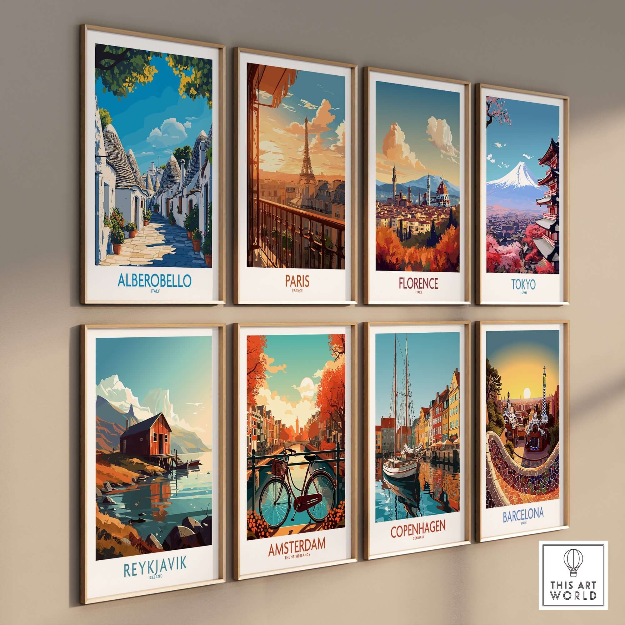 Alberobello Print Italy showcasing beautiful architecture and scenic landscapes in a framed wall display.