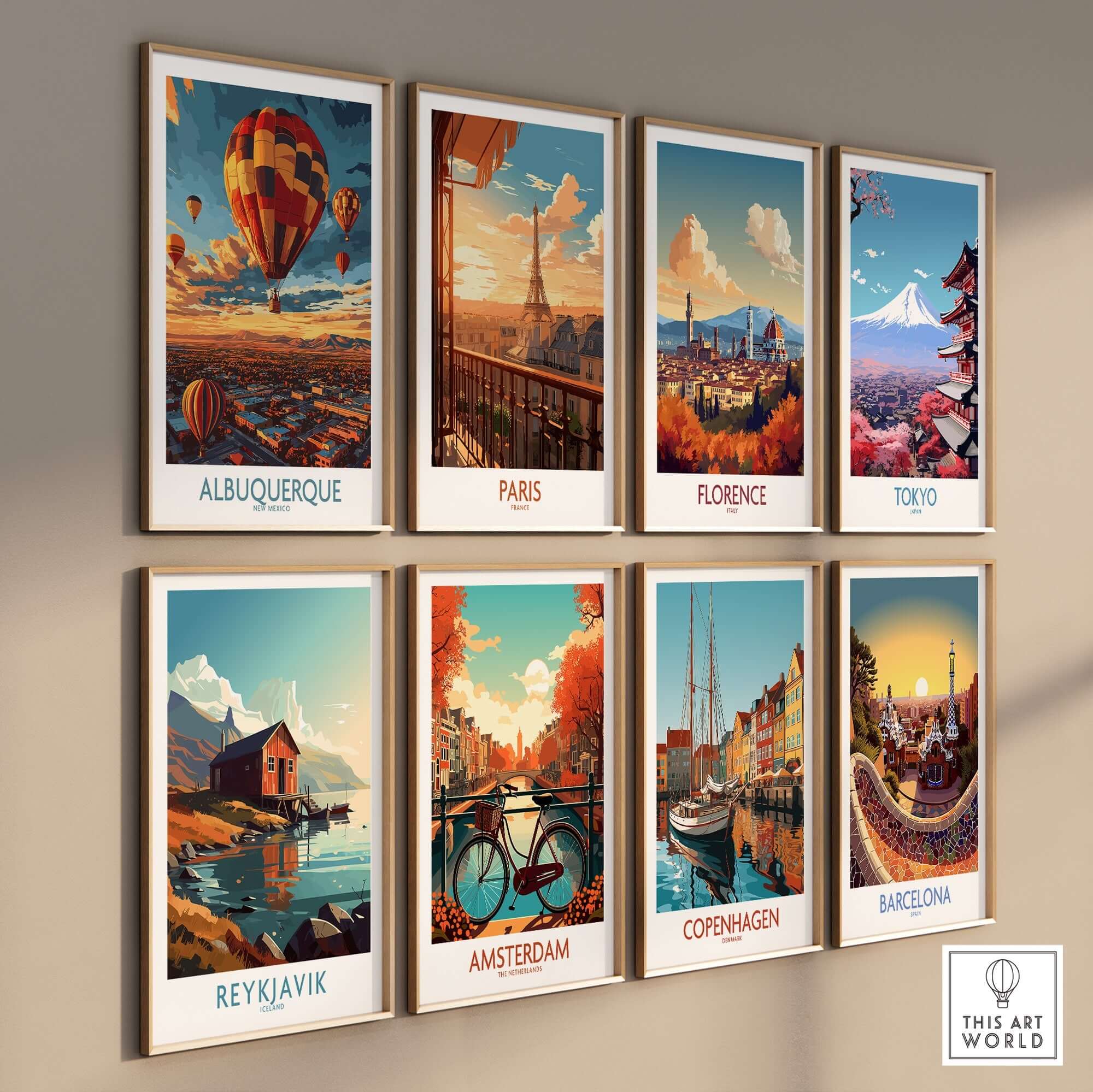 Albuquerque Poster showcasing vibrant hot air balloons and stunning scenery from New Mexico