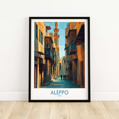 Aleppo Poster - Syria Travel Print - Middle East Wall Art - Minimalist Decor - A4 A3 A2 featuring a scenic street view.