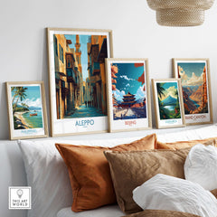 Aleppo Poster - Syria Travel Print - Middle East Wall Art - Minimalist Decor - A4 A3 A2 displayed among travel art prints
