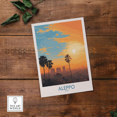 Aleppo Sunset Cityscape Poster - Syria Orange Sky Art Print - Urban Landscape Wall Decor