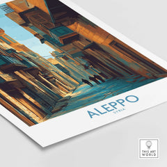Aleppo Poster - Syria Travel Print - Middle East Wall Art - Minimalist Decor - A4 A3 A2 featuring a scenic alley in Aleppo.