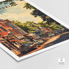 Alexandria Virginia wall art featuring vibrant street scene showcasing historic architecture and charm.