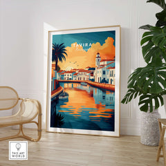 Algarve Tavira Poster, Portugal Wall Decor, Sunset featuring vibrant colors and serene scenery