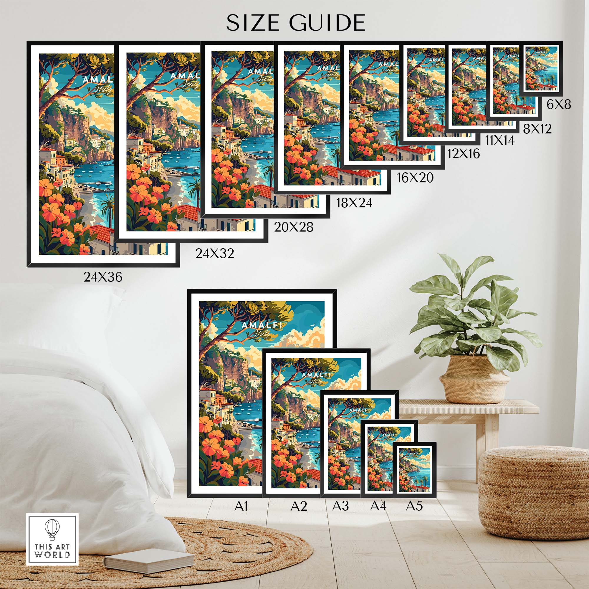 Amalfi Coast Italy Travel Poster Print