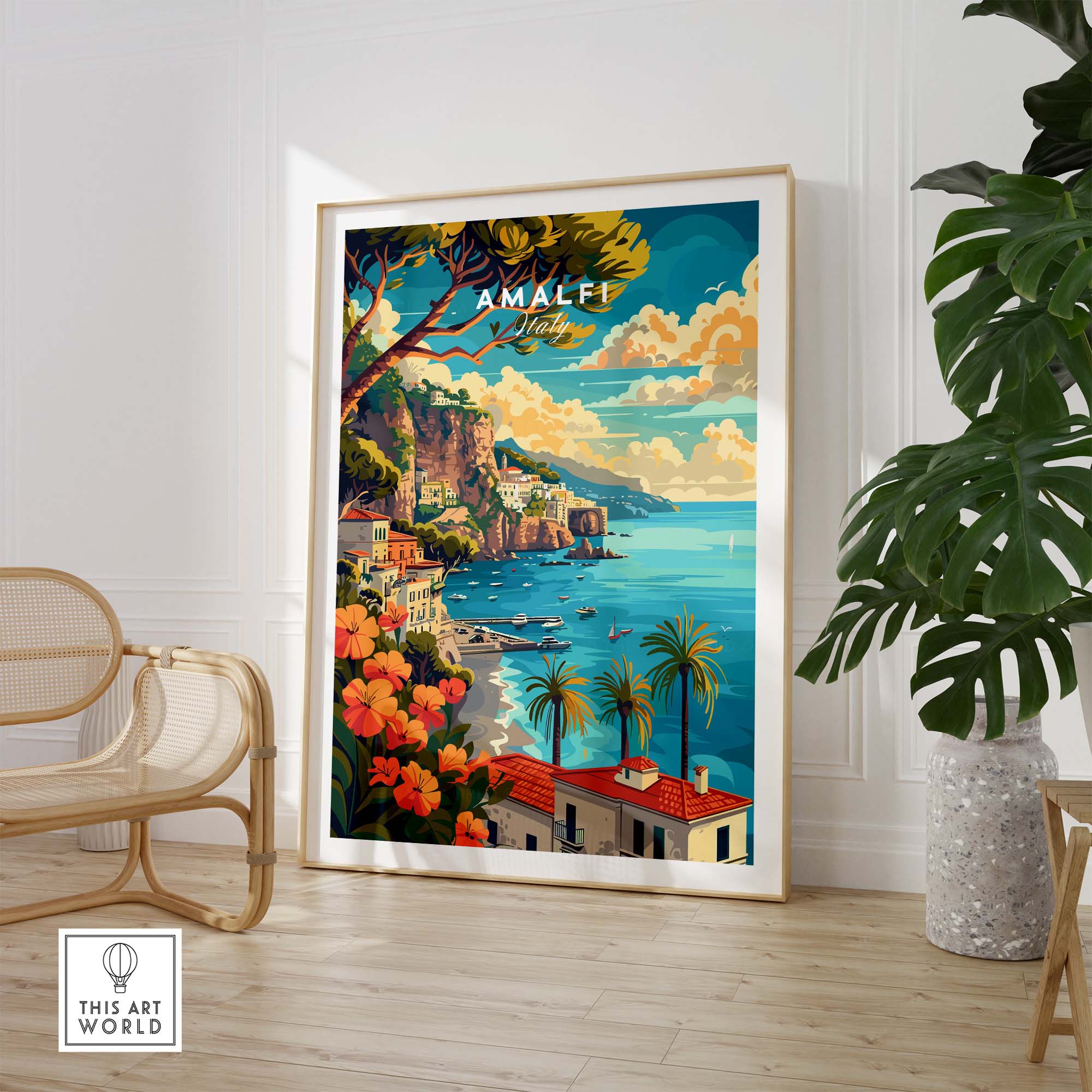 Amalfi Coast Italy Travel Poster Print