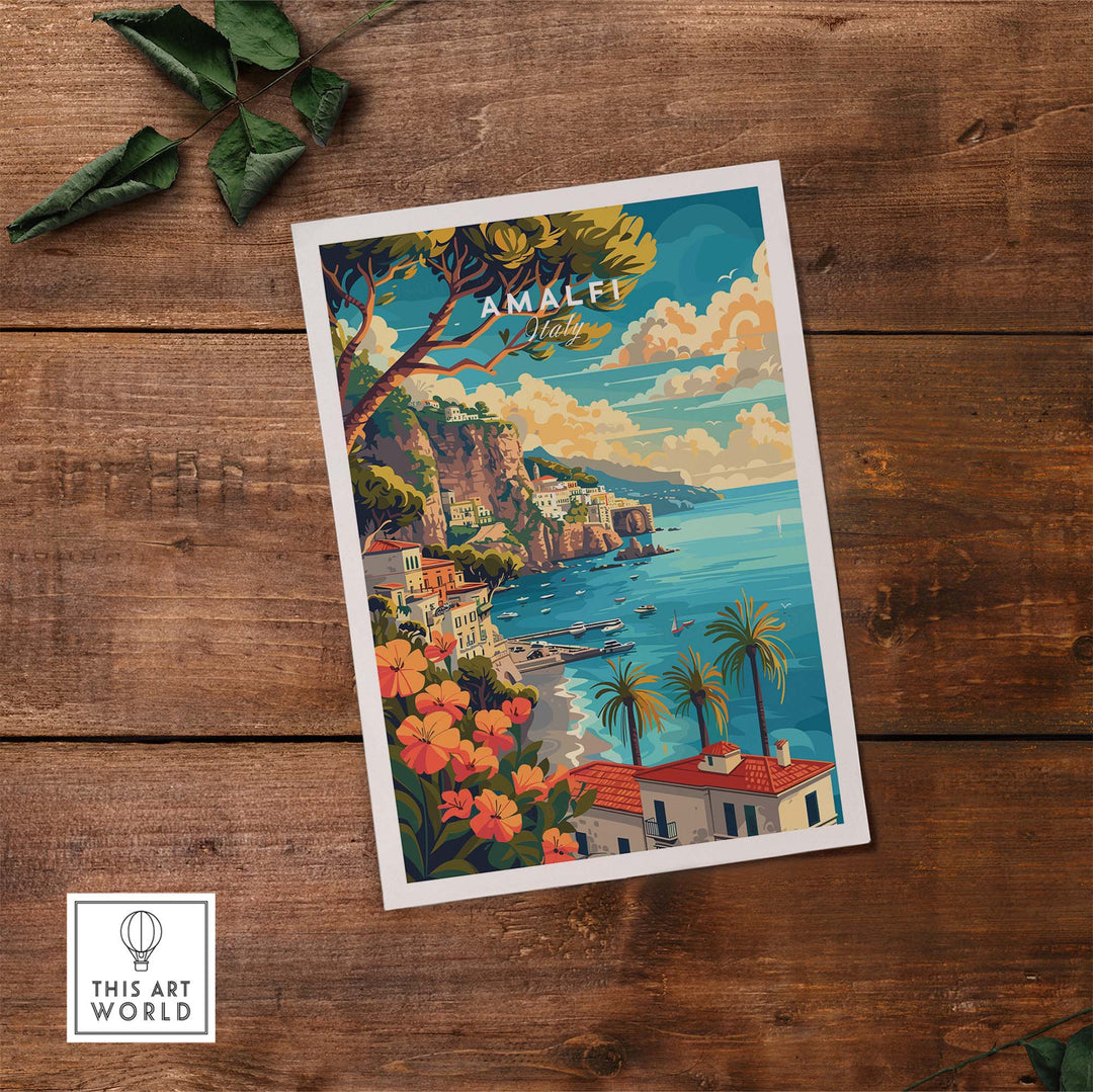 Amalfi Coast Italy Travel Poster Print