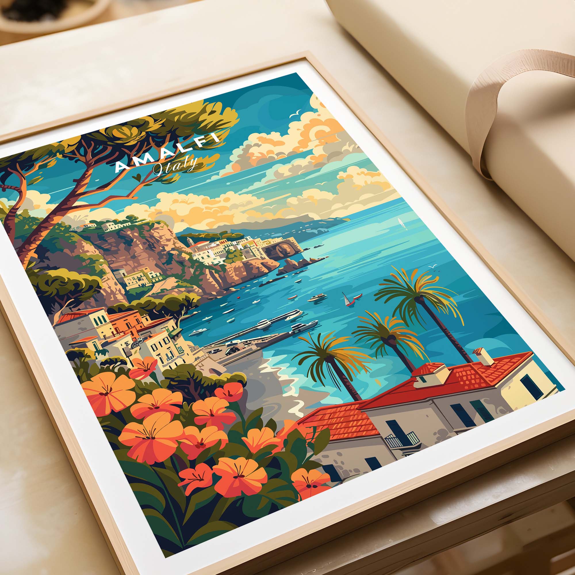 Amalfi Coast Italy Travel Poster Print