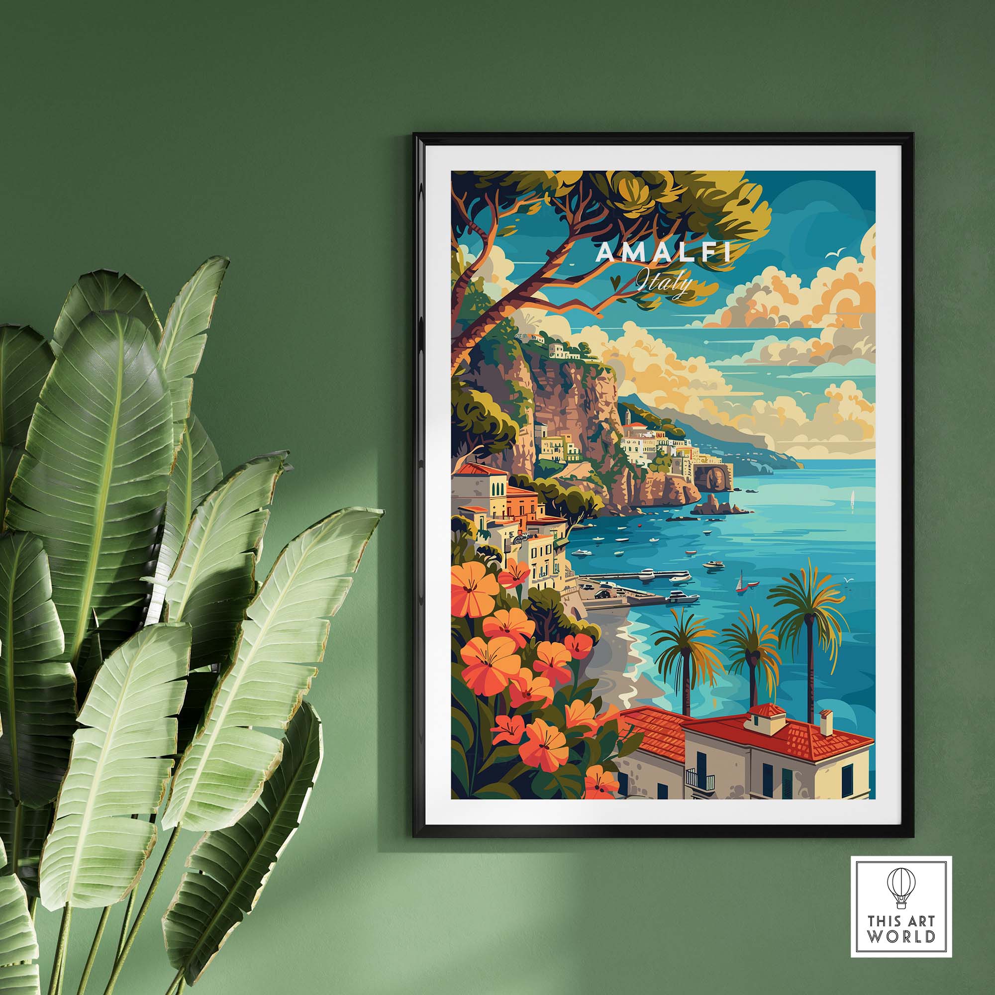 Amalfi Coast Italy Travel Poster Print