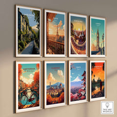 Ambleside Cumbria Stone Buildings Print | English Countryside Wall Decor showcased among various city prints.