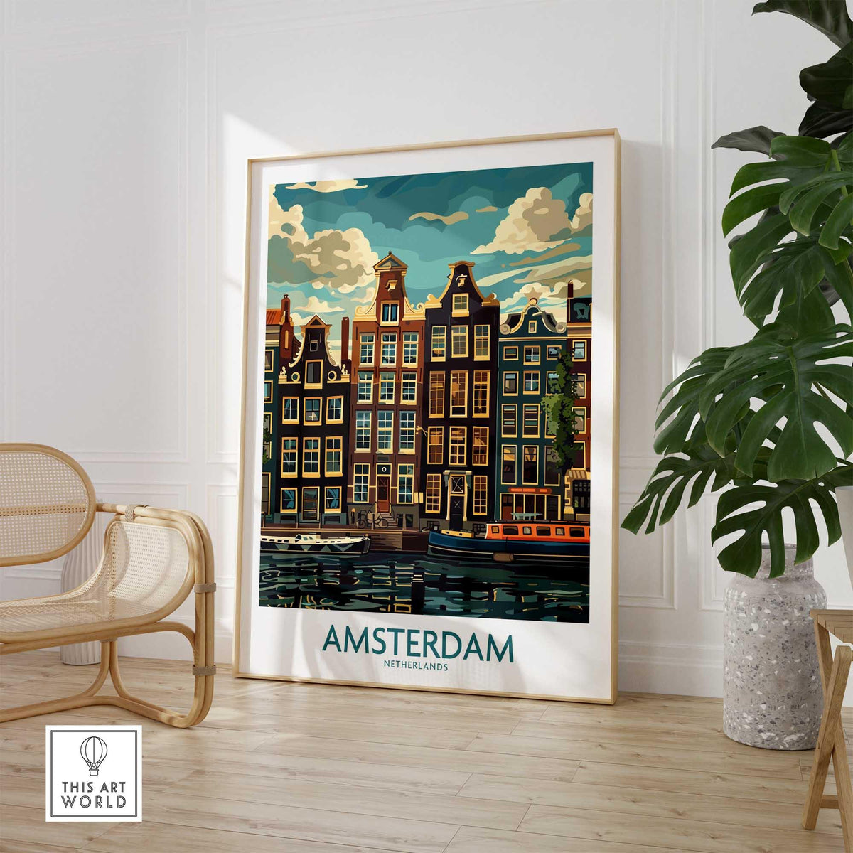 Amsterdam Travel Poster - Canal Houses-This Art World