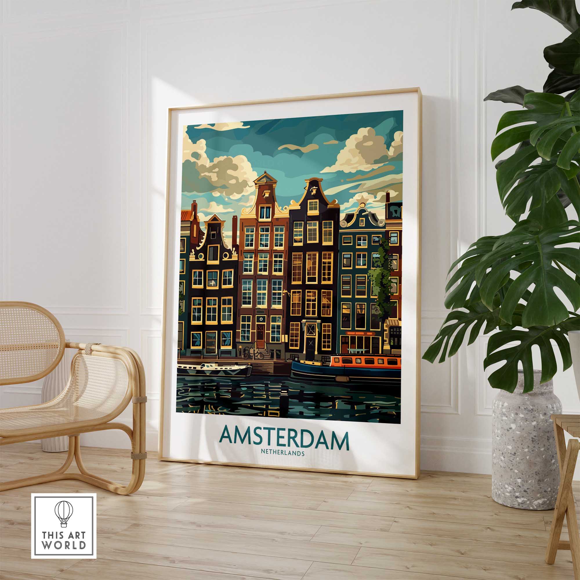 Amsterdam Travel Poster - Canal Houses-This Art World