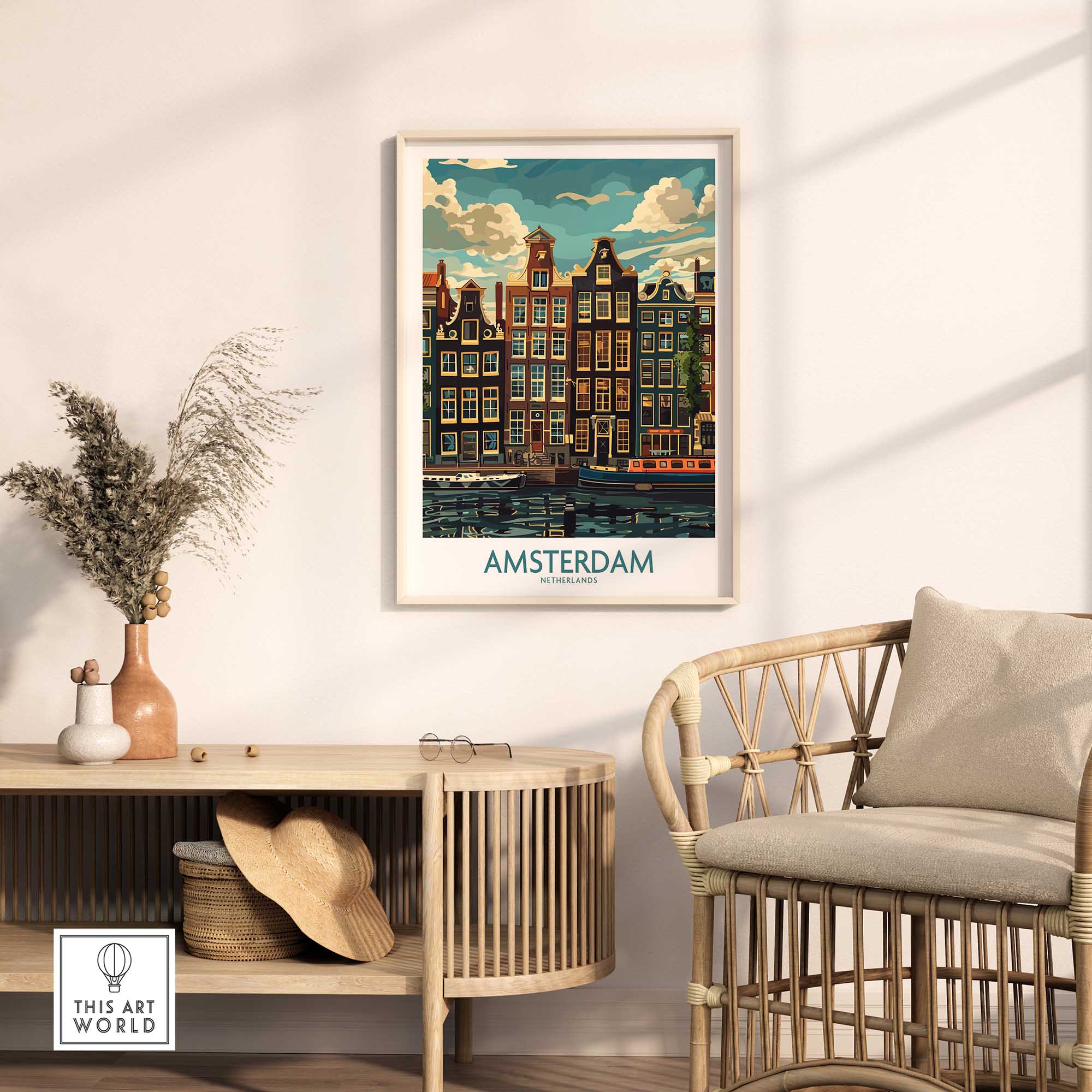 Amsterdam Travel Poster - Canal Houses-This Art World