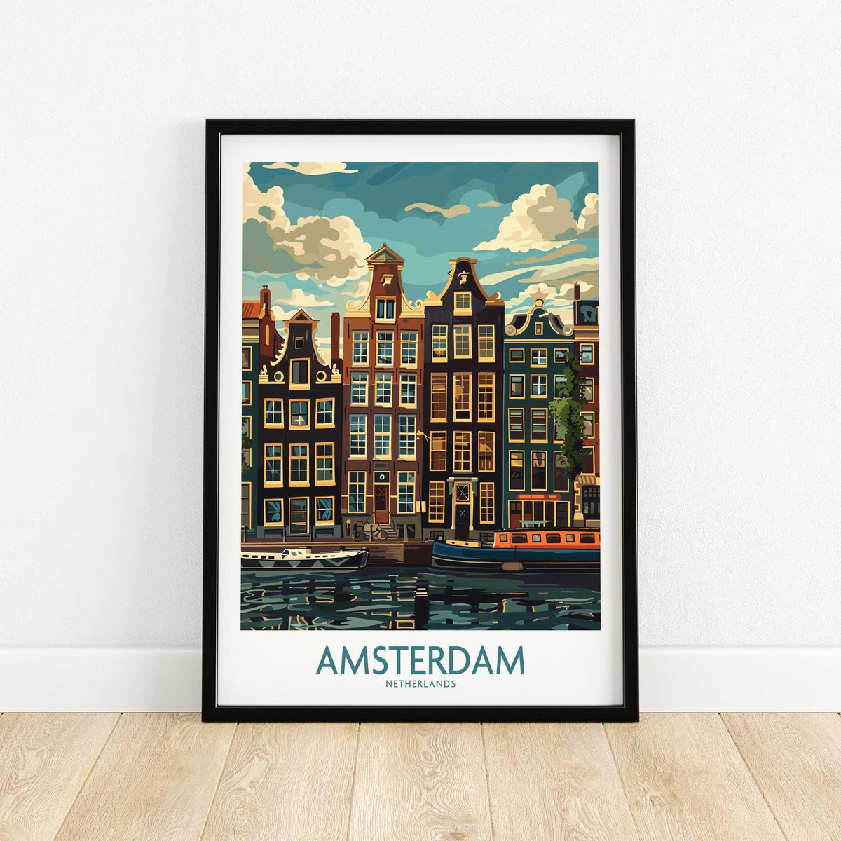 Amsterdam Travel Poster - Canal Houses-This Art World