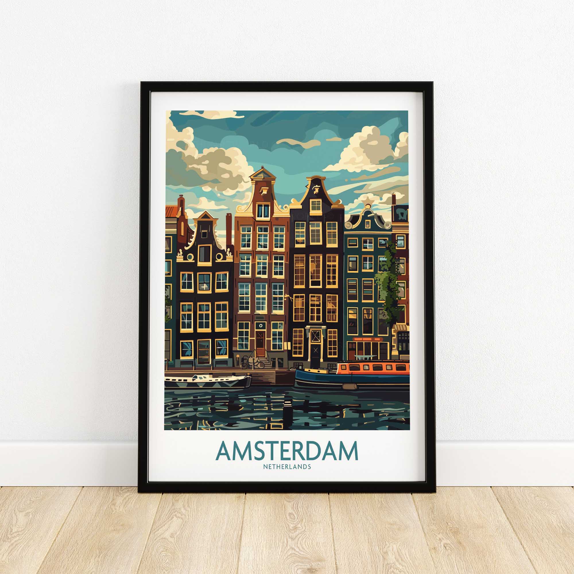 Amsterdam Travel Poster - Canal Houses-This Art World