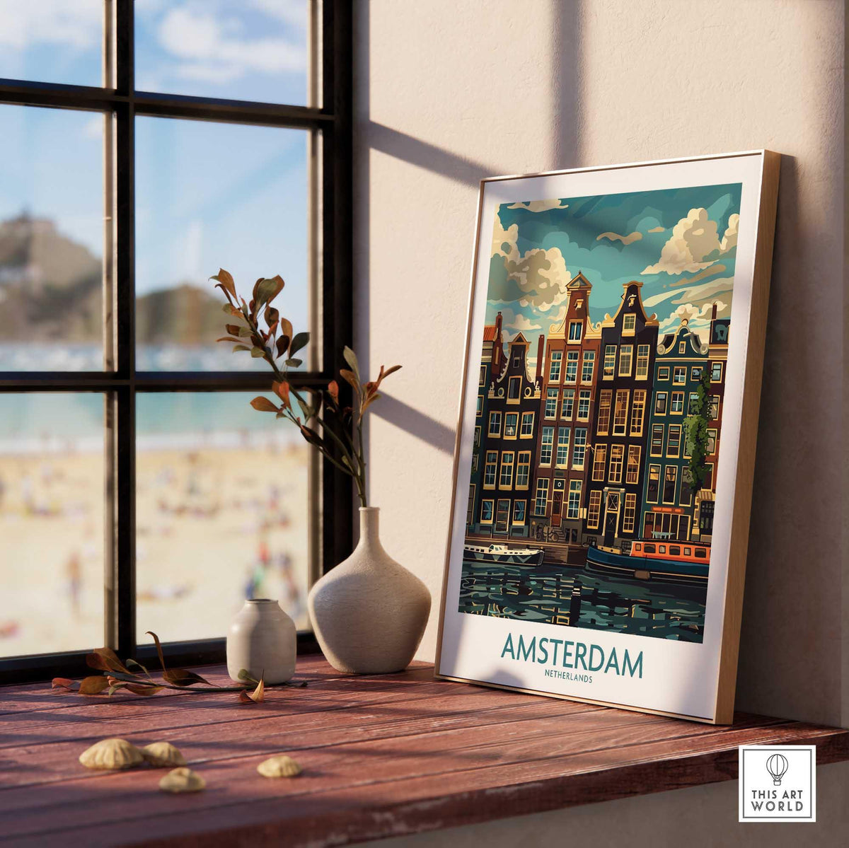 Amsterdam Travel Poster - Canal Houses-This Art World