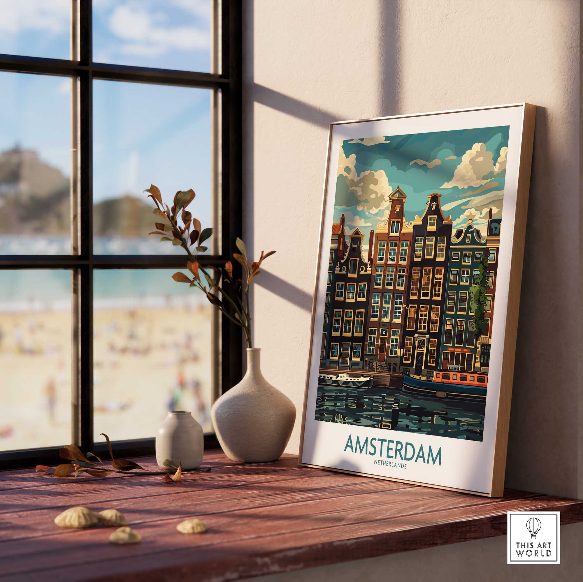 Amsterdam Travel Poster - Canal Houses-This Art World