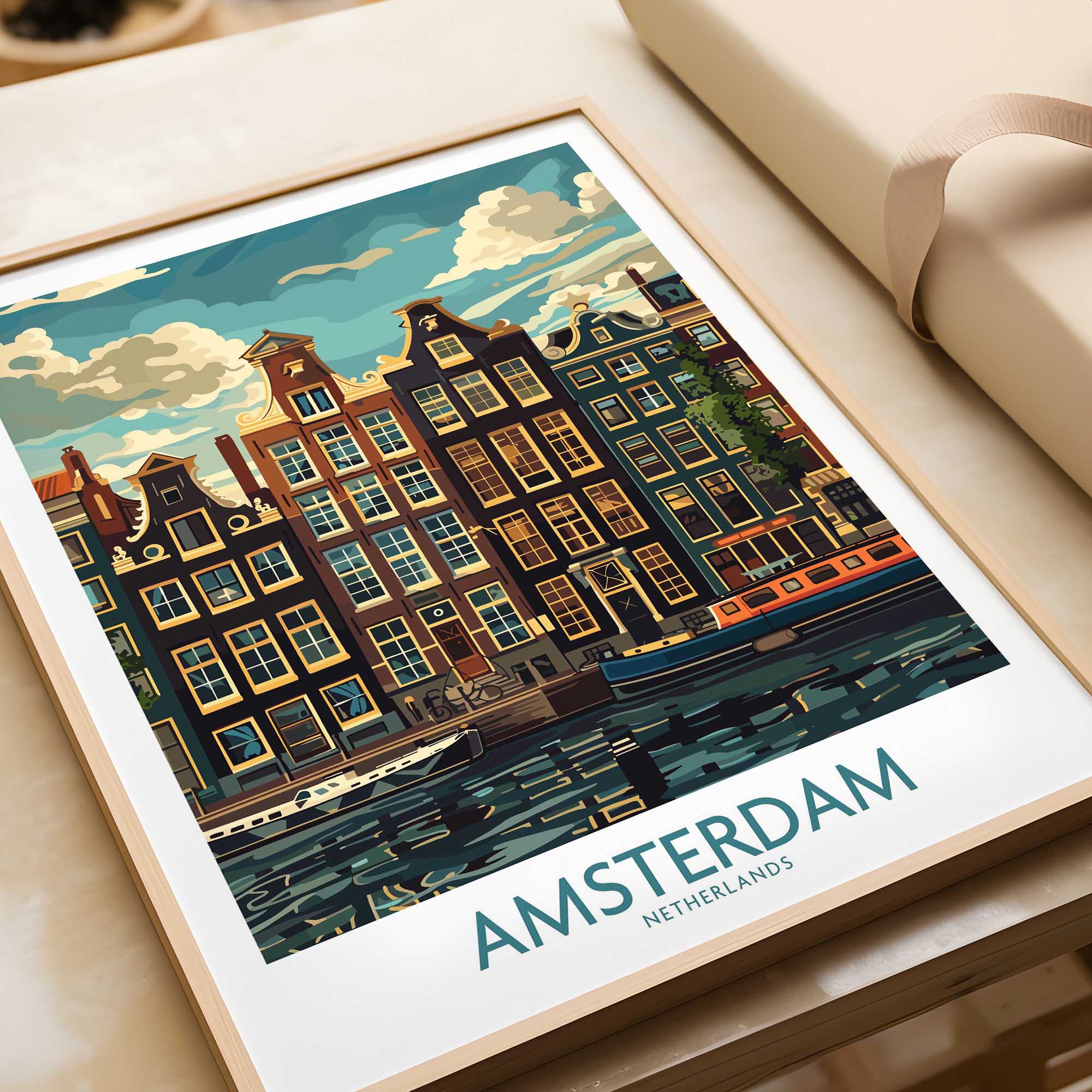 Amsterdam Travel Poster - Canal Houses-This Art World