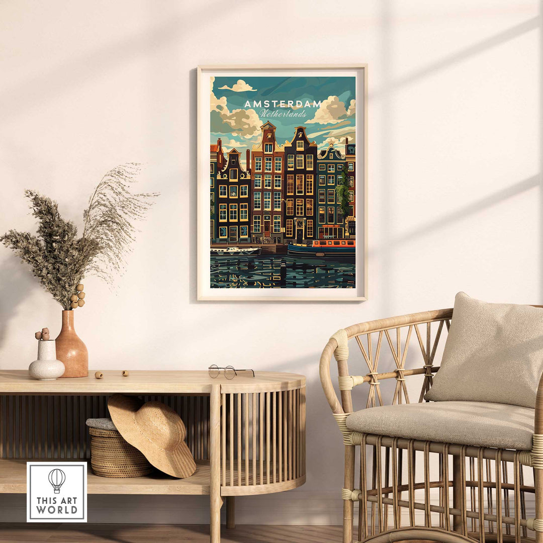 Amsterdam Travel Print - Canal Houses-This Art World